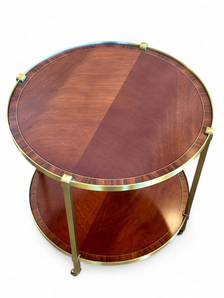Round Mahogany Inlaid Table with Casters - Image 4