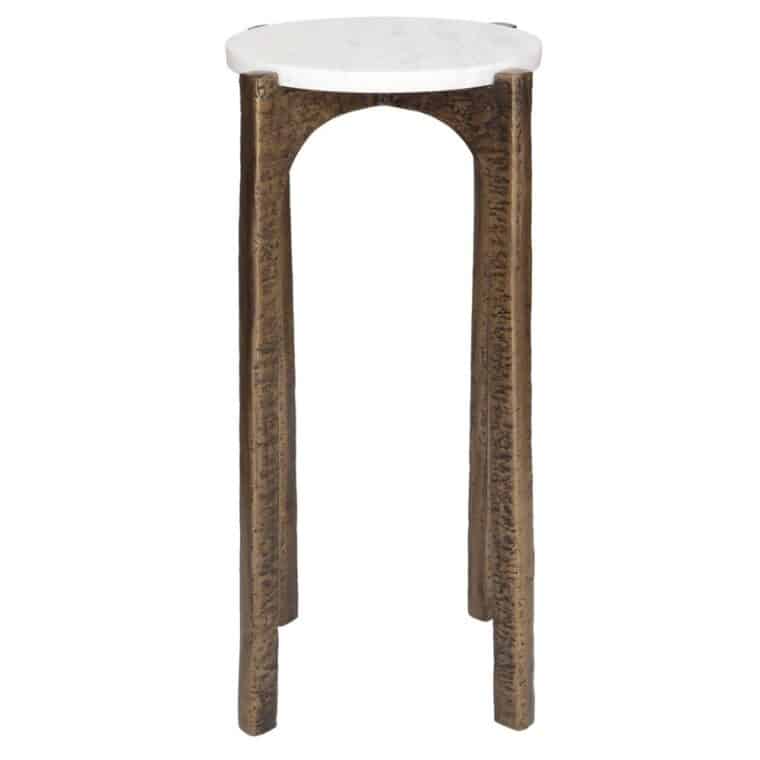 Marble Top Drinks Table with Antiqued Brass Base - Image 2