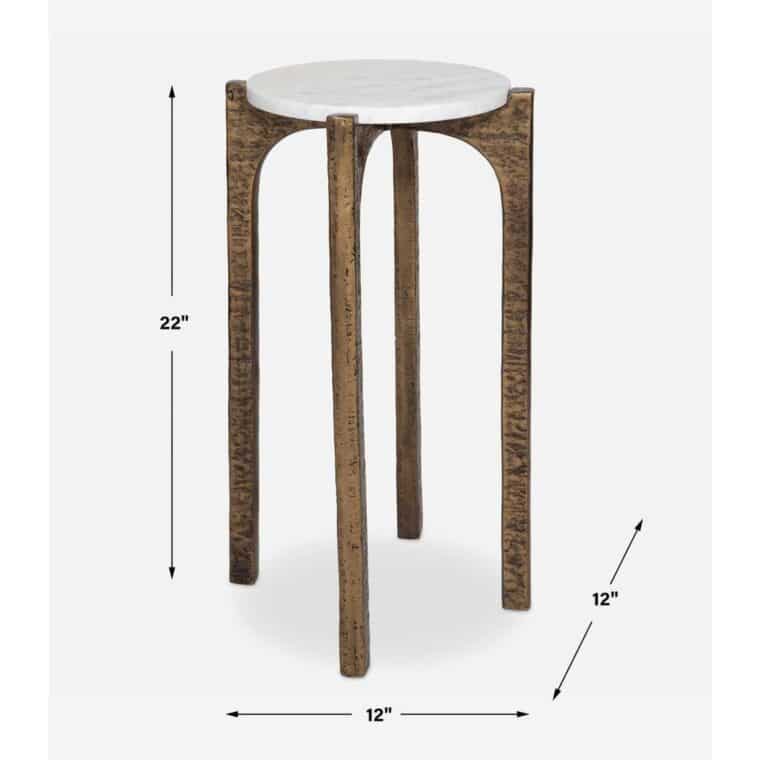 Marble Top Drinks Table with Antiqued Brass Base - Image 5