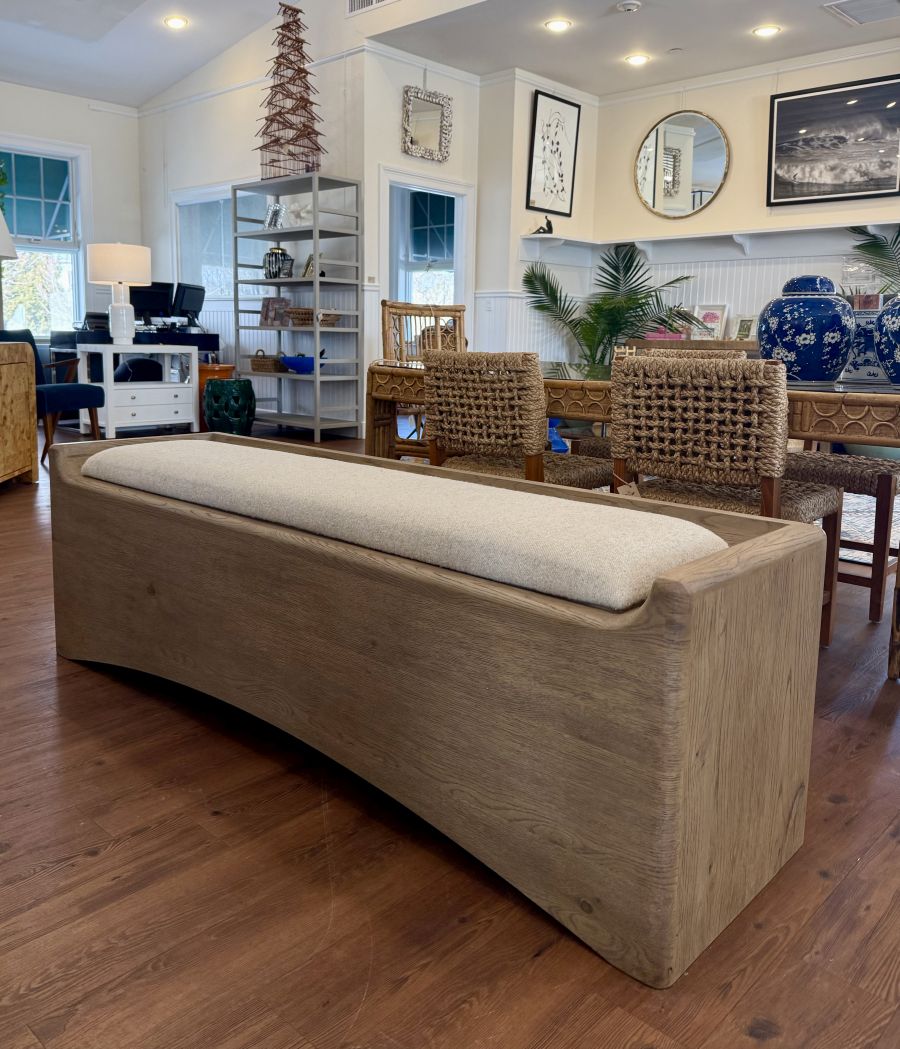 Oak Storage Bench with Upholstered Lift Up Top - Image 20