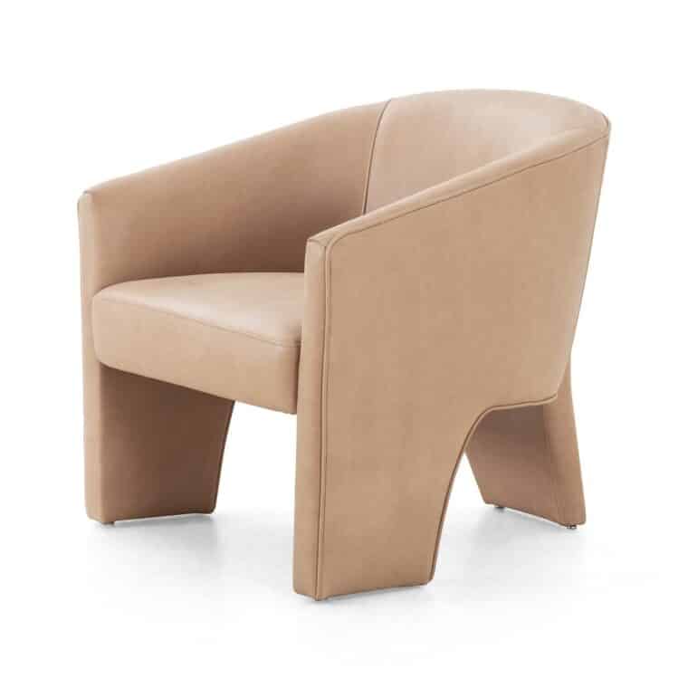 Three Legged Italian Leather Arm Chair - Image 9