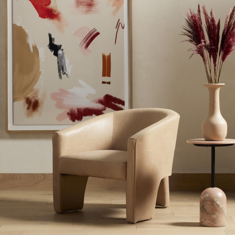 Three Legged Italian Leather Arm Chair - Image 17
