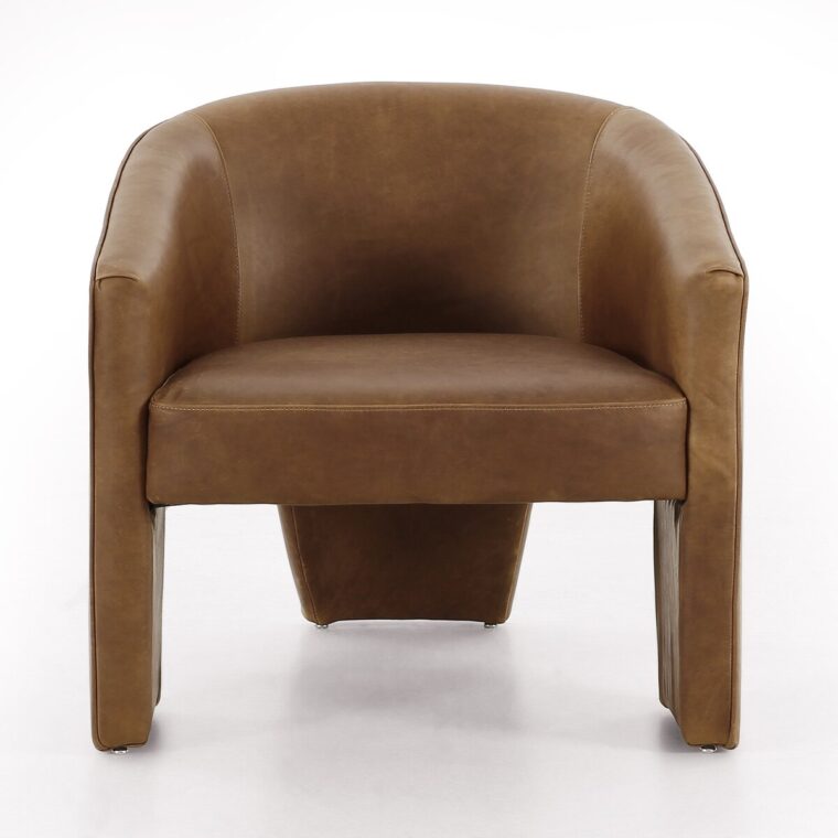 Three Legged Italian Leather Arm Chair - Image 18