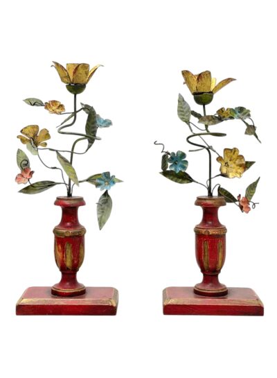 Pair of Vintage Italian Tole Candlesticks