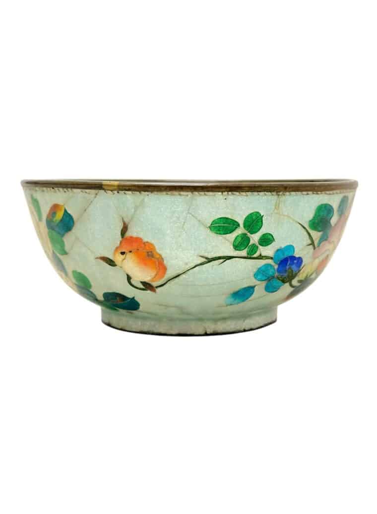Antique Japanese Cloisonné Floral Bowl - Image 2