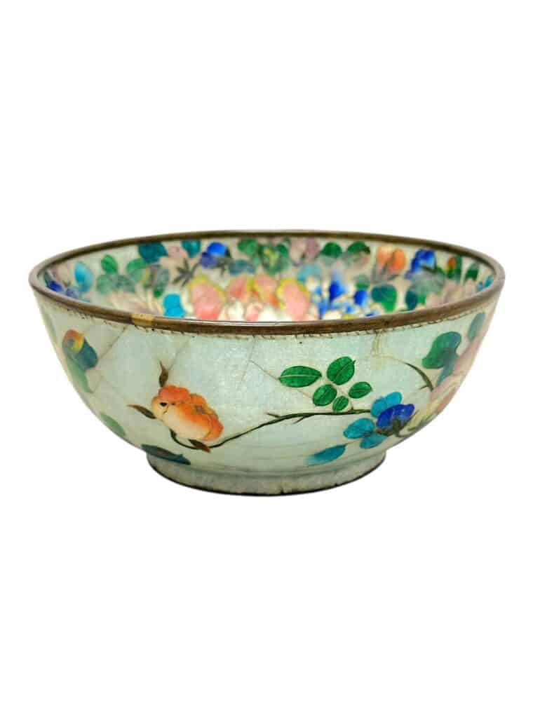 Antique Japanese Cloisonné Floral Bowl