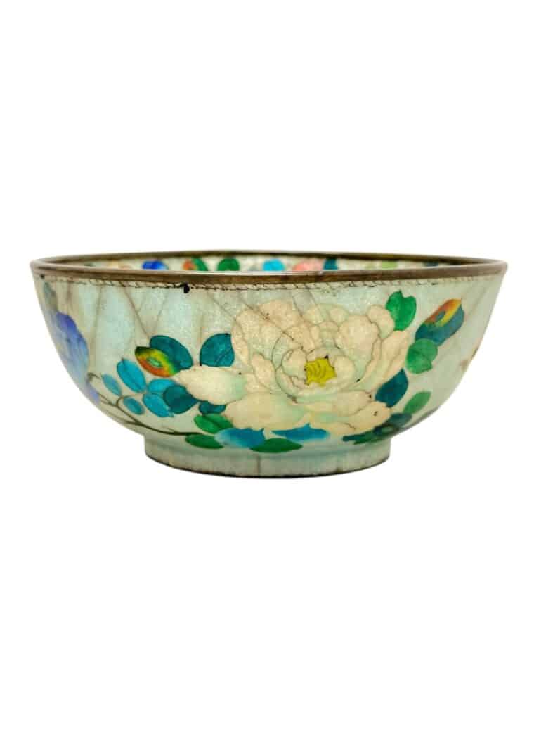 Antique Japanese Cloisonné Floral Bowl - Image 3
