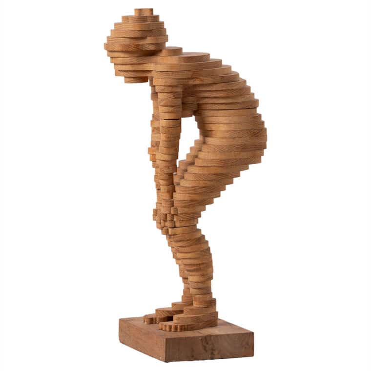Vintage Layered Wood Woman Figure Sculpture - Image 2