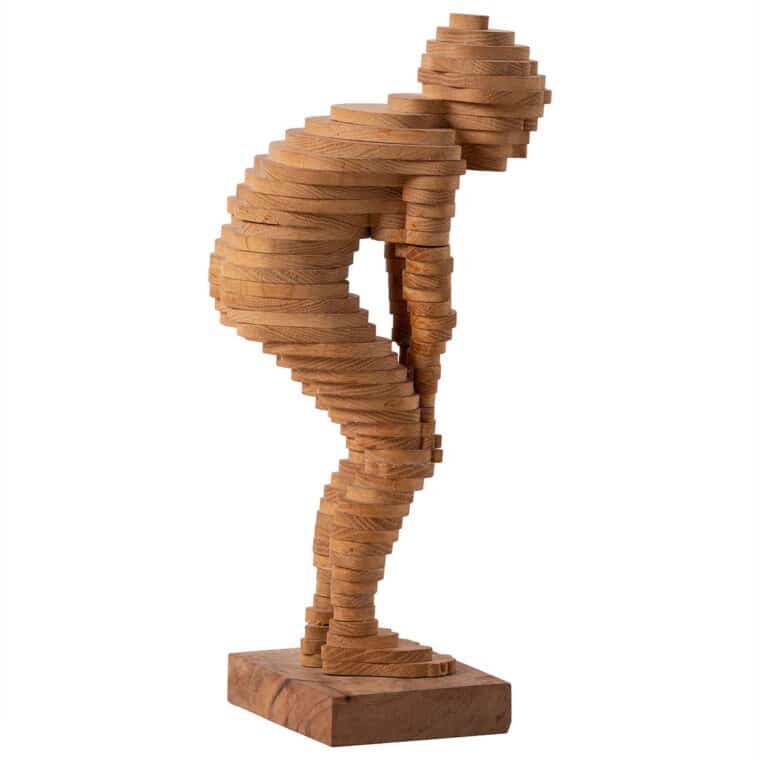 Vintage Layered Wood Woman Figure Sculpture - Image 6