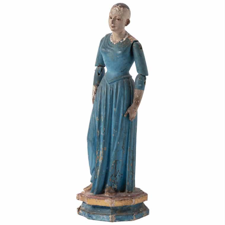 Antique Painted Wood Cage Doll