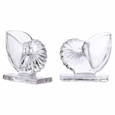 Pair of Vintage Glass Nautilus Vases