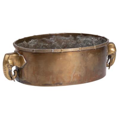 Vintage Brass Double Elephant Head Planter