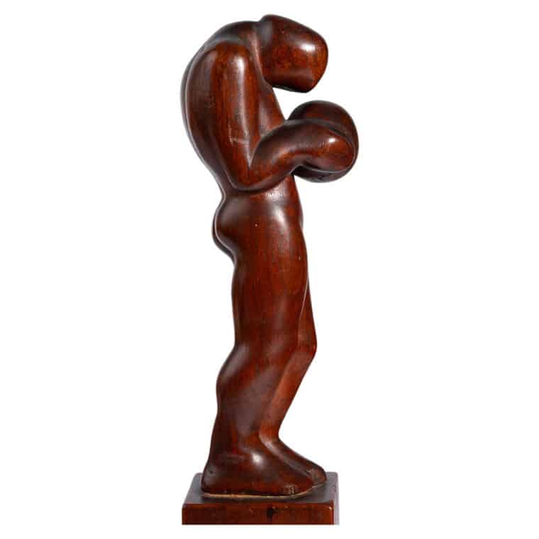 Vintage Carved Wood Male Figure - Image 6