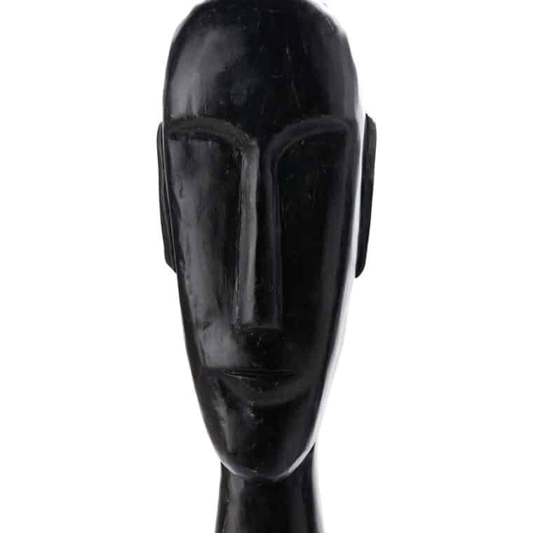 Set of 2 Wood Head Sculptures - Image 4