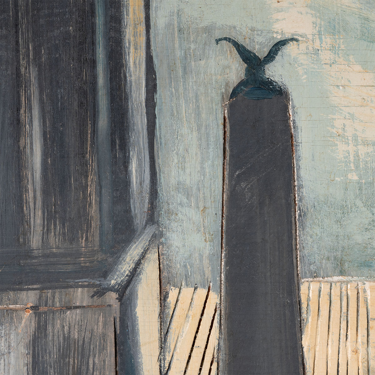 Large Vintage Original Oil on Wood Painting - Image 8