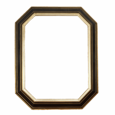 Clipped Corner Ebonized and Brass Inlaid Mirror