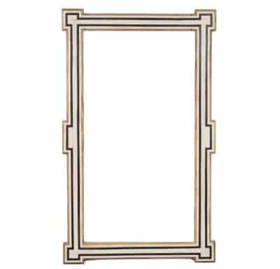 Jod Ivory and Brown Inlaid Mirror