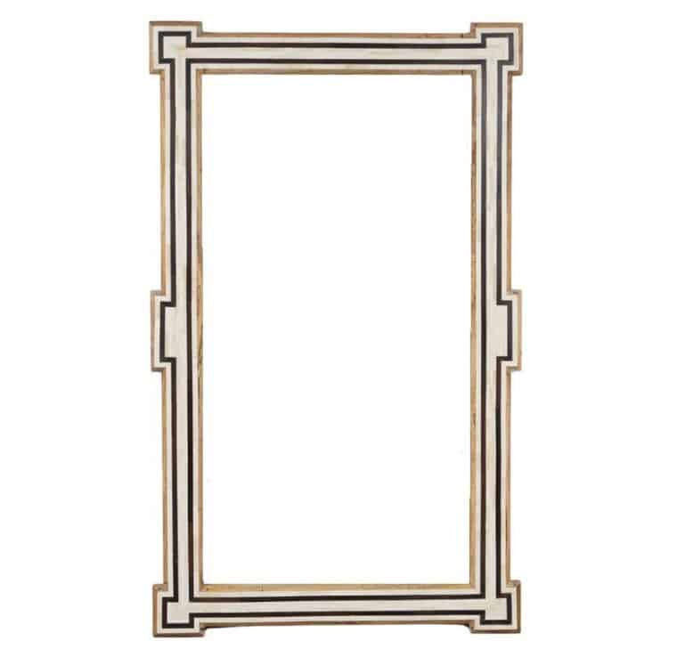 Jod Ivory and Brown Inlaid Mirror