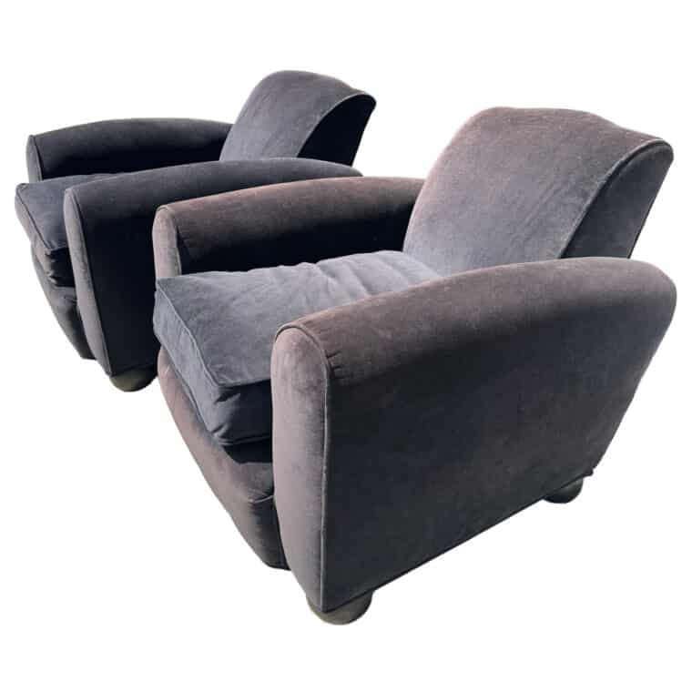 Pair of Vintage French Chairs with Bun Footings
