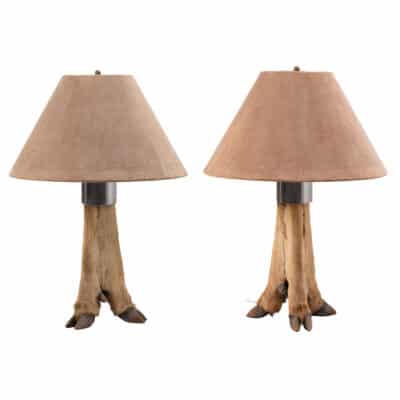 Pair of Vintage Deer Hoof Lamps