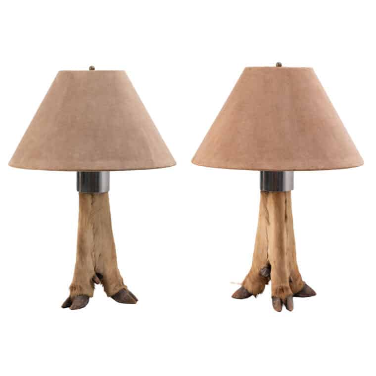 Pair of Vintage Deer Hoof Lamps