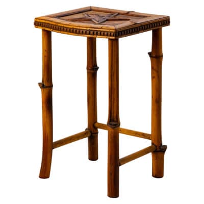 Vintage Bamboo Inlaid Star Drinks Table