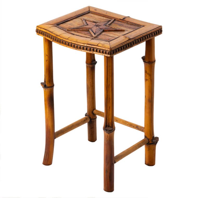 Vintage Bamboo Inlaid Star Drinks Table - Image 2