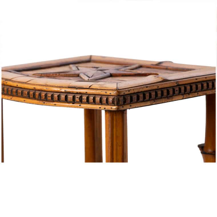 Vintage Bamboo Inlaid Star Drinks Table - Image 5