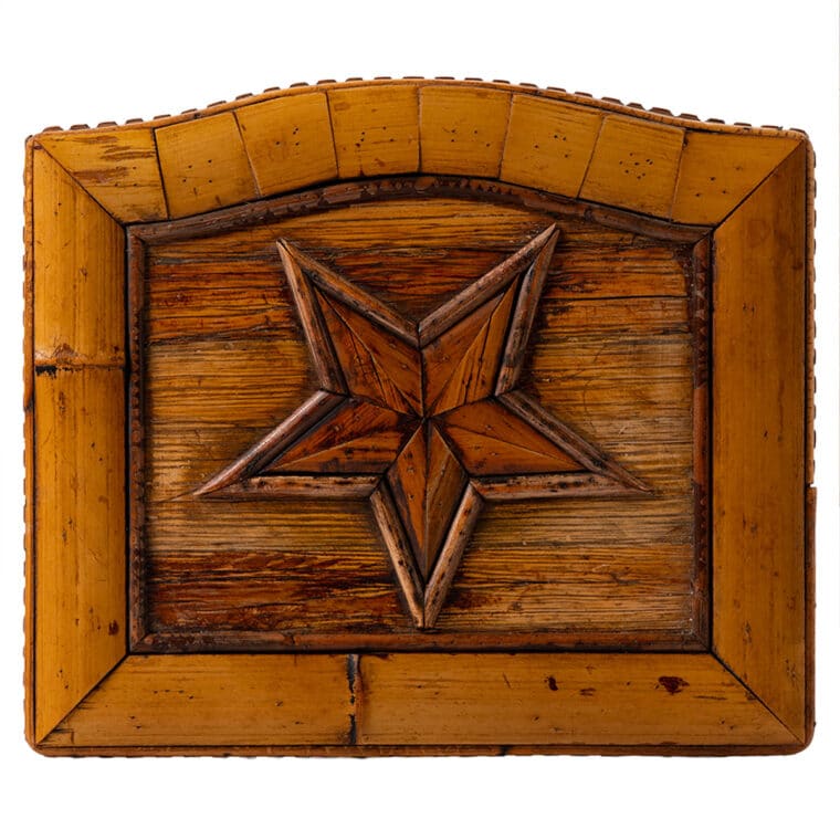 Vintage Bamboo Inlaid Star Drinks Table - Image 6