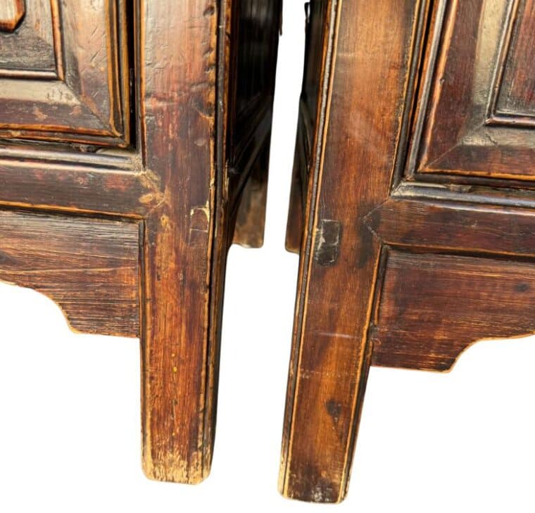 Pair of Vintage Chinese Mid-Century Elm Bedside - Image 4