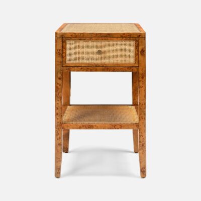 Poplar Burl and Natural Cane Nightstands