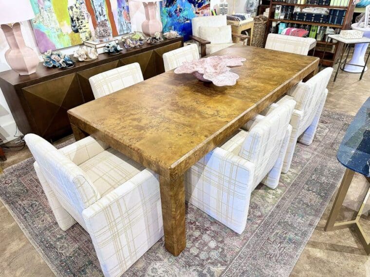 Parsons Style Burlwood Extension Dining Table - Image 13