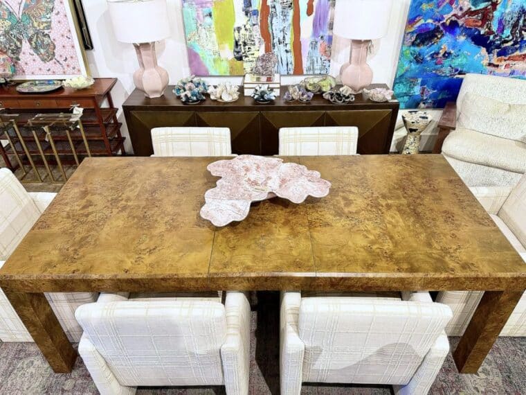 Parsons Style Burlwood Extension Dining Table - Image 14