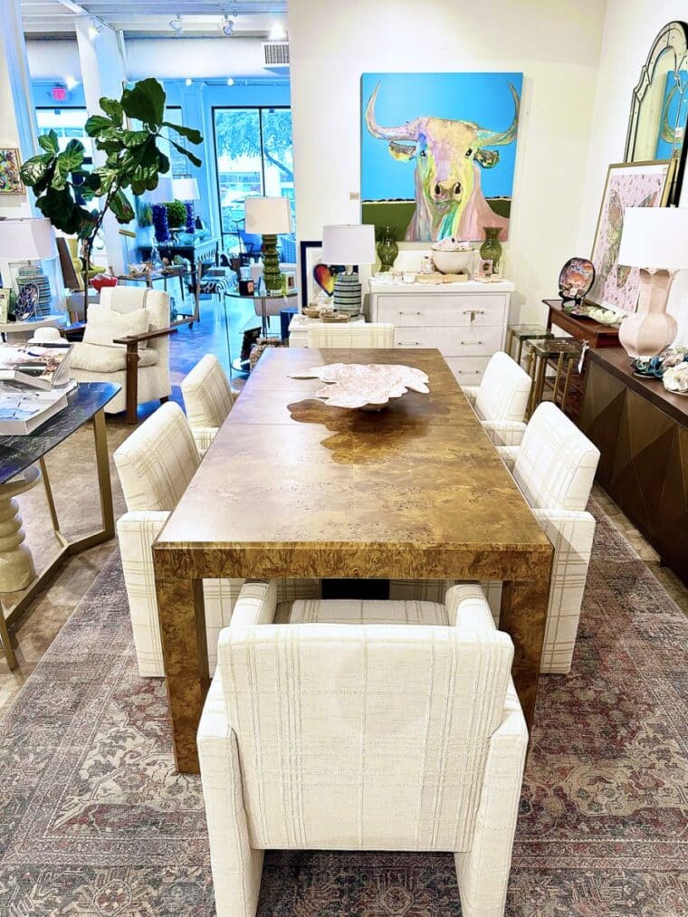Parsons Style Burlwood Extension Dining Table - Image 15