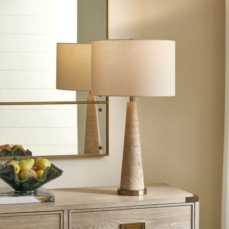 Travertine Tapered Table Lamp - Image 4
