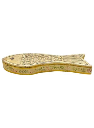 Vintage Folk Art Painted Fish Box