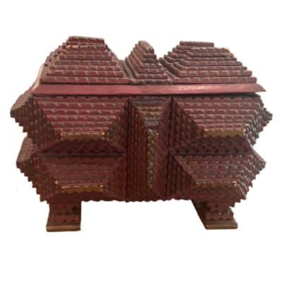 Vintage Large Carved Wooden Tramp Art Box