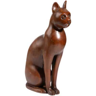 Vintage Wood Cat Sculpture