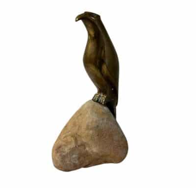 Vintage Brass Bird On A Stone