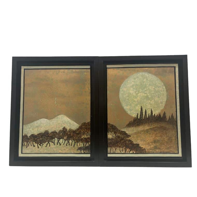 Moon Forest Original Diptych Art