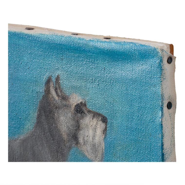 Vintage Hand Painted Oil on Canvas of Schnauzer - Image 5