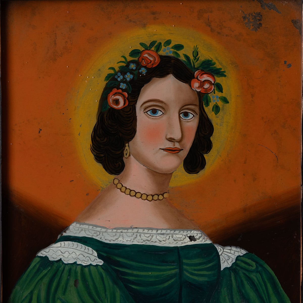 Vintage German Reverse Painting Original Art - Image 2