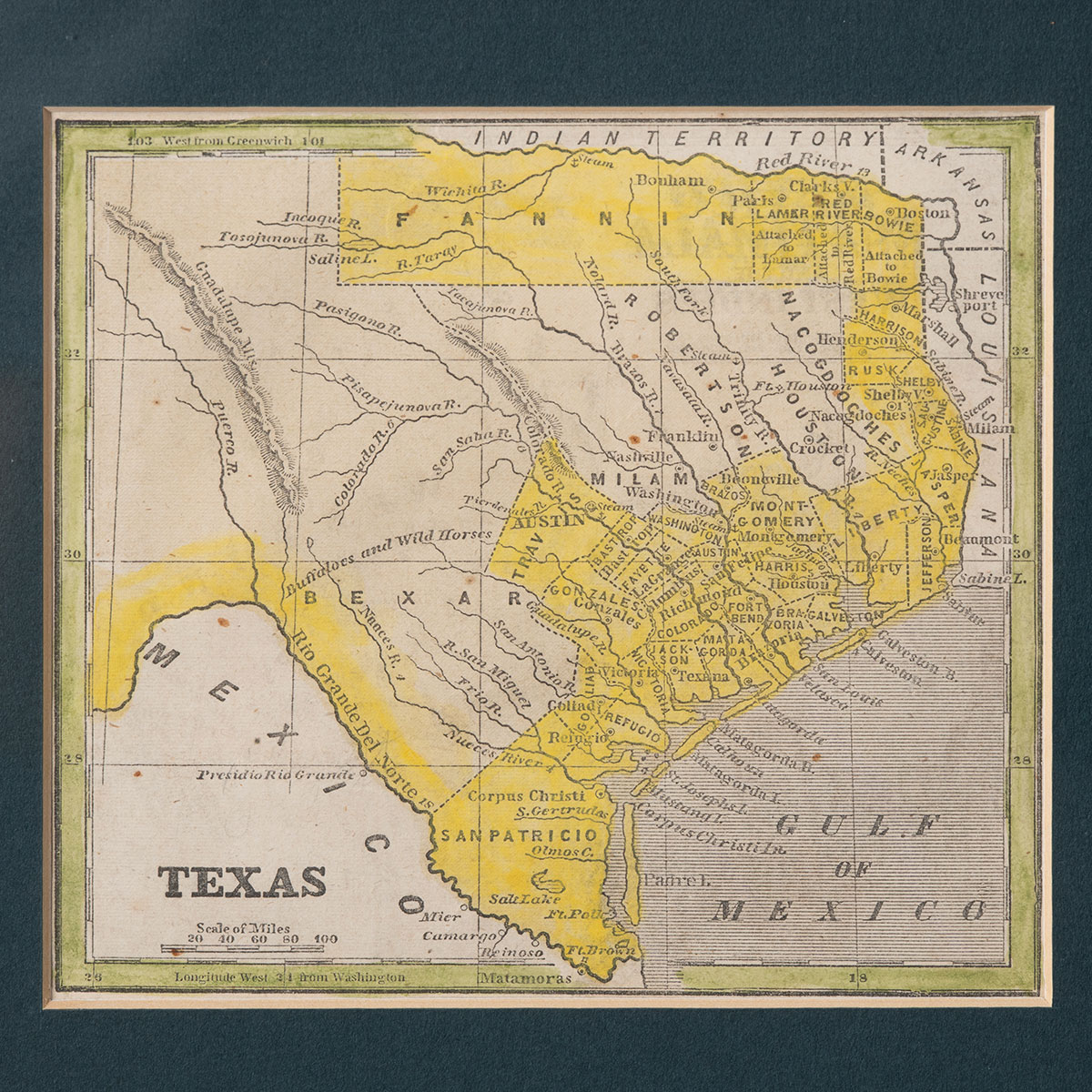 Vintage Hand Colored Map of Texas - Image 2