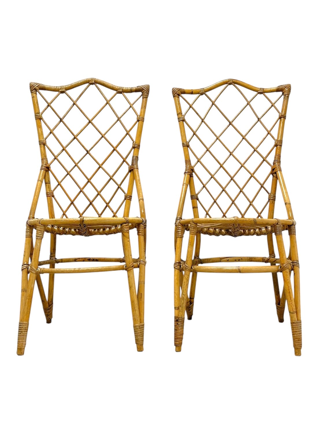 Pair of Vintage Italian Bamboo and Rattan Chairs - Image 2