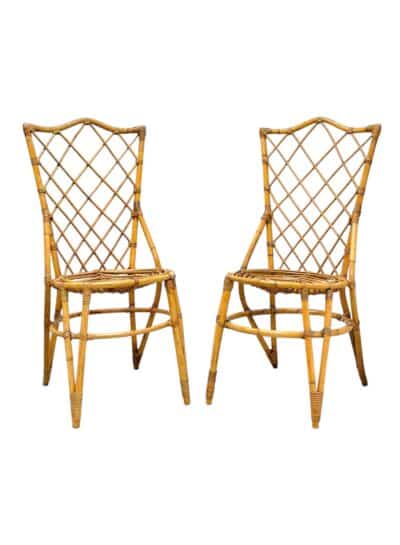 Pair of Vintage Italian Bamboo and Rattan Chairs