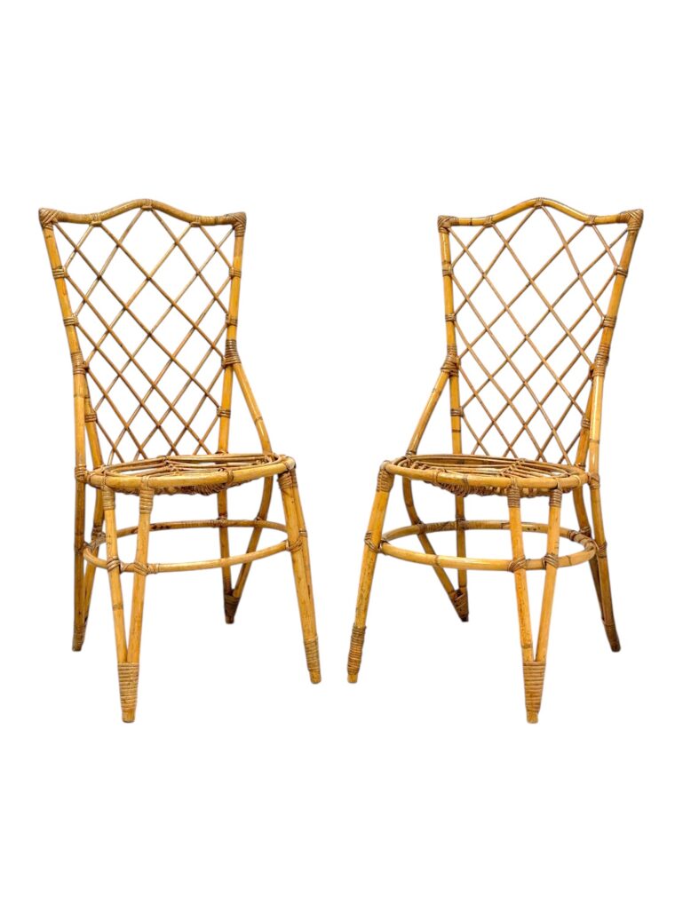 Pair of Vintage Italian Bamboo and Rattan Chairs
