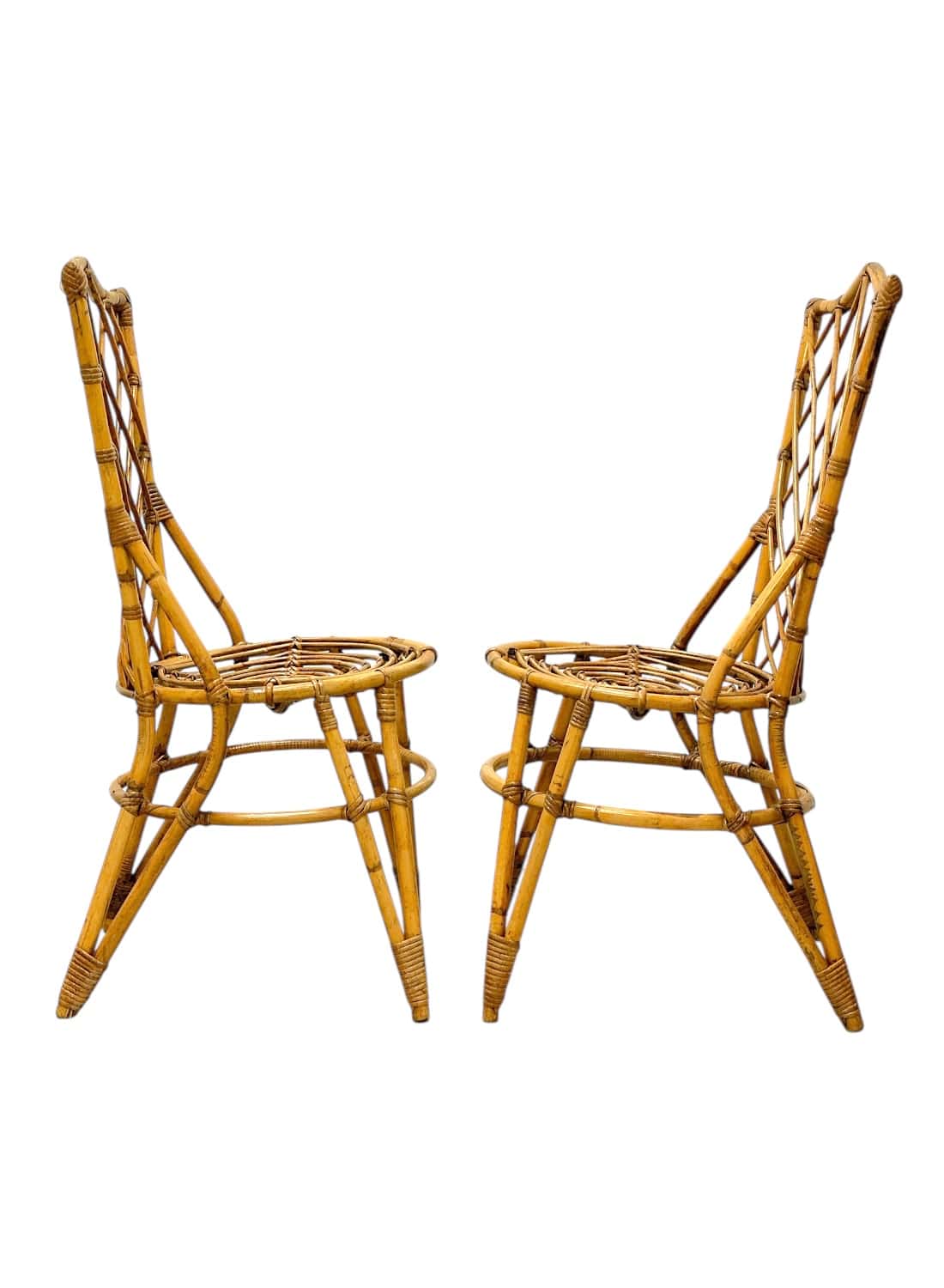 Pair of Vintage Italian Bamboo and Rattan Chairs - Image 4