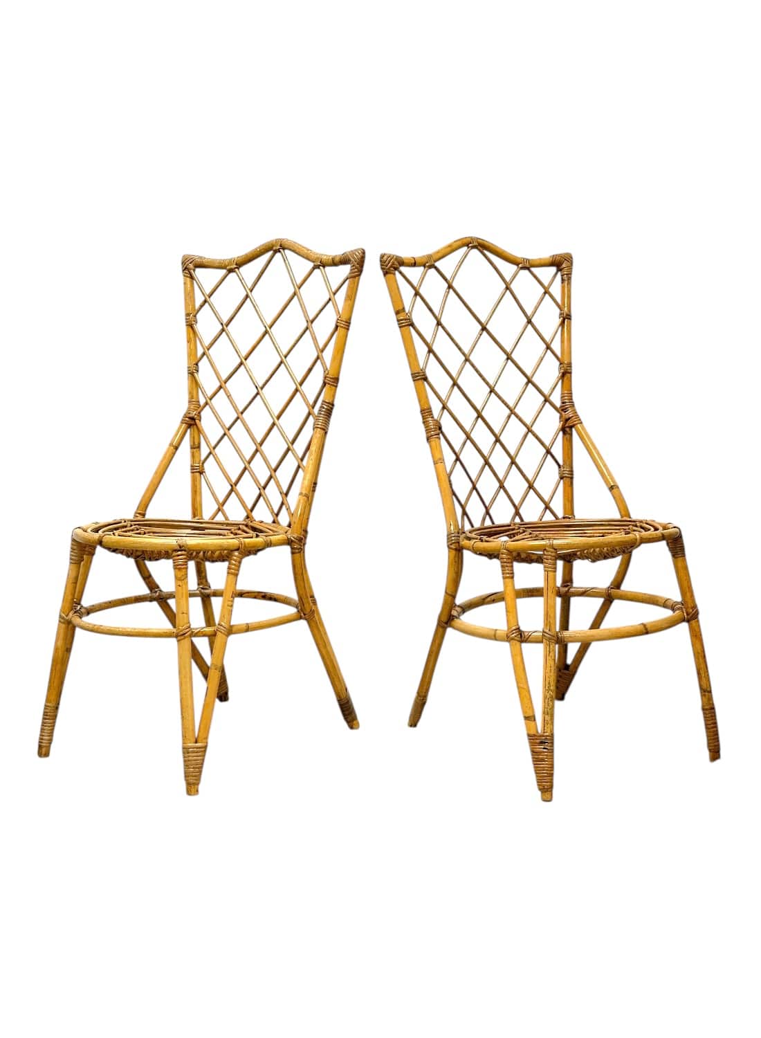 Pair of Vintage Italian Bamboo and Rattan Chairs - Image 3
