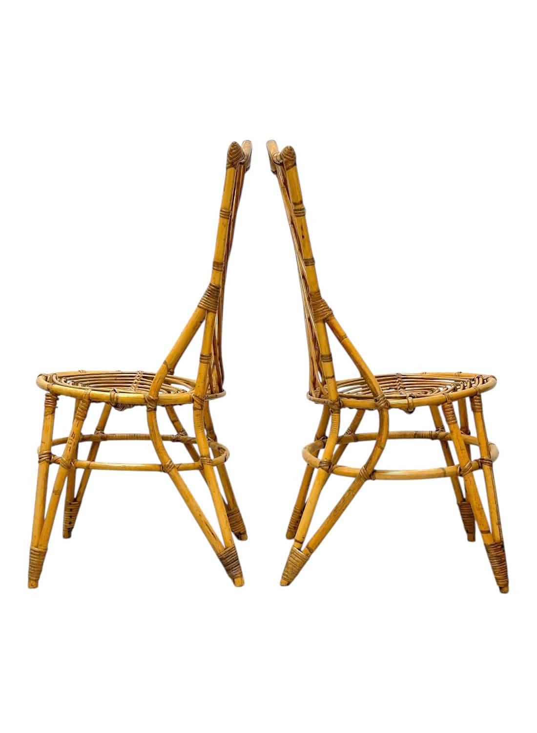 Pair of Vintage Italian Bamboo and Rattan Chairs - Image 5