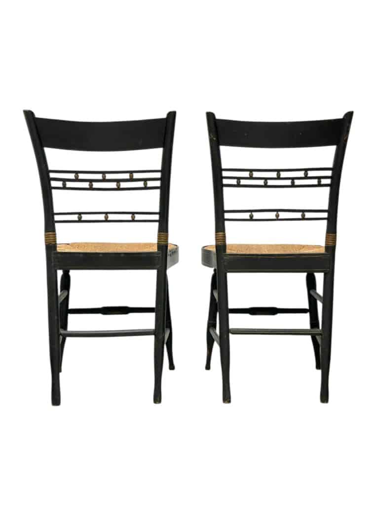 Pair of Antique Painted Black Side Chairs - Image 3